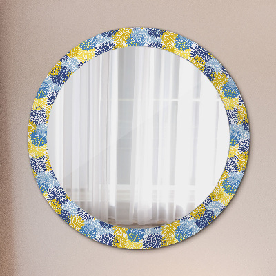 Espejo redondo decorativo impreso Flores azules
