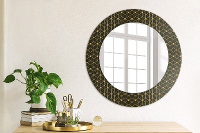 Espejo redondo con marco impreso Geometría hexagonal