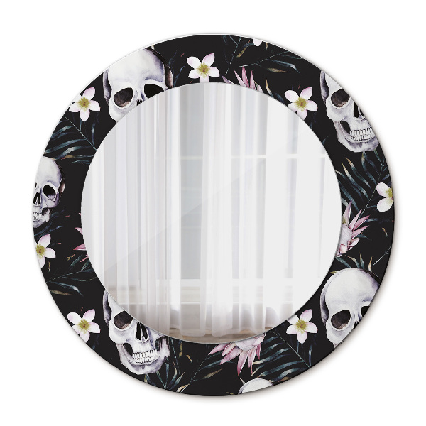 Espejo redondo decorativo impreso Flores calaveras