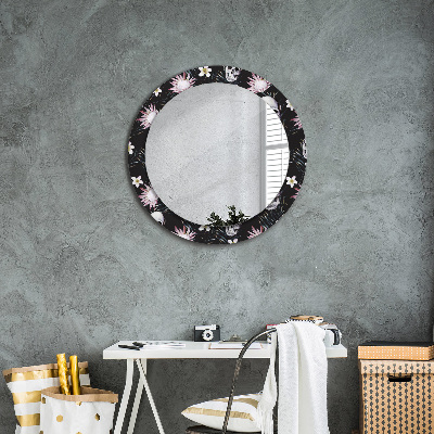 Espejo redondo decorativo impreso Flores calaveras