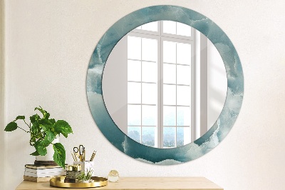 Espejo redondo con marco impreso Mármol ónix azul