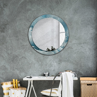 Espejo redondo con marco impreso Mármol ónix azul