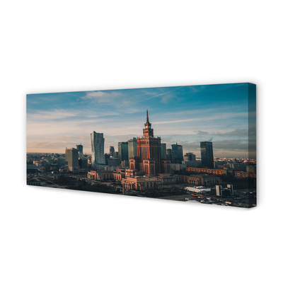 Cuadros sobre lienzo Varsovia panorama de rascacielos amanecer