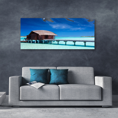 Cuadro en lienzo Mar playa casa arquitectura