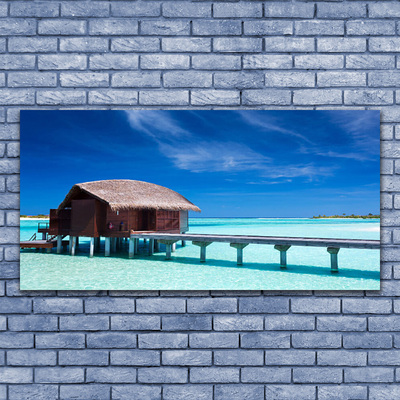 Cuadro en lienzo Mar playa casa arquitectura
