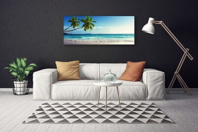 Cuadro en lienzo canvas Mar playa palmera paisaje