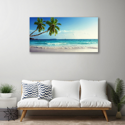 Cuadro en lienzo canvas Mar playa palmera paisaje