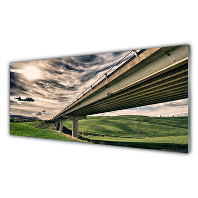 Cuadro de cristal acrílico Autopista puente valle