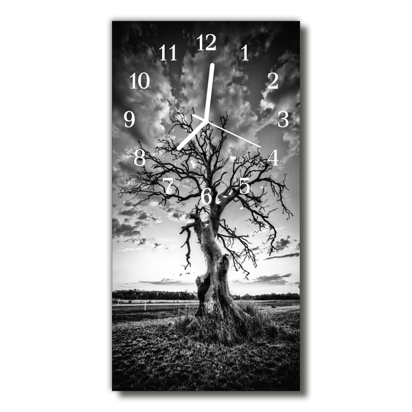 Reloj de vidrio Naturaleza árbol blanco y negro