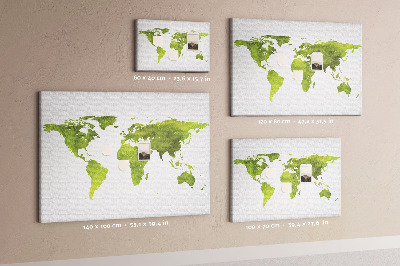 Tablero de corcho Mapa del mundo de la acuarela