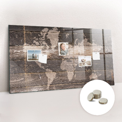 Pizarra magnética infantil Mapa mundial en madera.