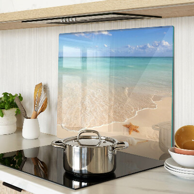 Tabla de cortar de cristal Playa con conchas y olas