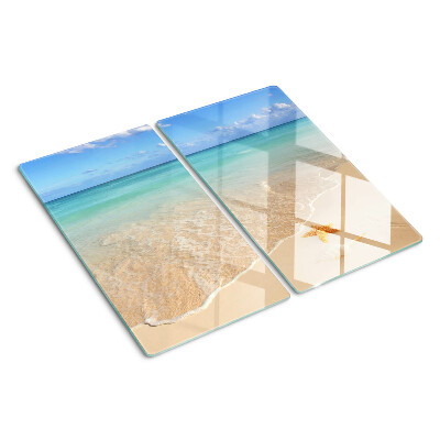 Tabla de cortar de cristal Playa con conchas y olas