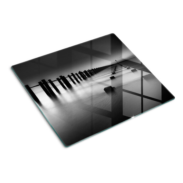 Tabla para cortar Muelle en blanco y negro