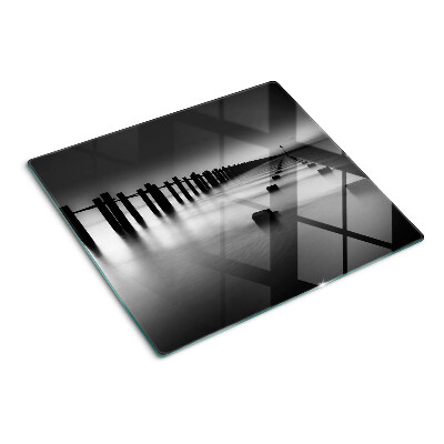 Tabla para cortar Muelle en blanco y negro