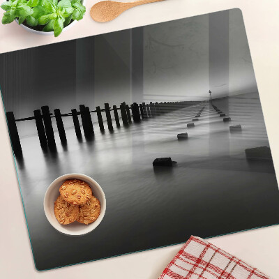 Tabla para cortar Muelle en blanco y negro