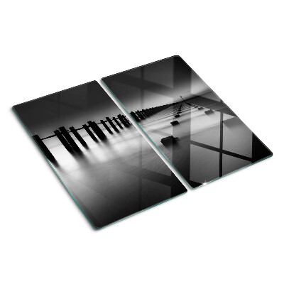 Tabla para cortar Muelle en blanco y negro