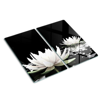 Tabla para cortar Nenúfares sobre fondo negro