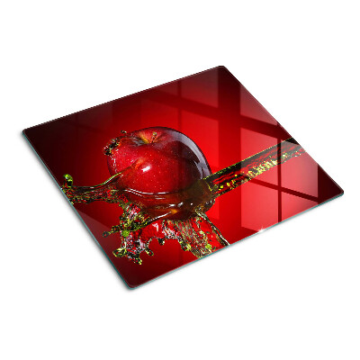 Tabla de cortar de cristal Manzana roja con agua