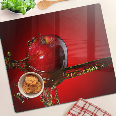 Tabla de cortar de cristal Manzana roja con agua