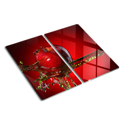 Tabla de cortar de cristal Manzana roja con agua