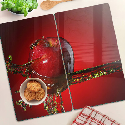 Tabla de cortar de cristal Manzana roja con agua