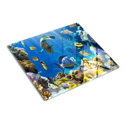 Tabla de cortar de cristal El mundo submarino del arrecife de coral