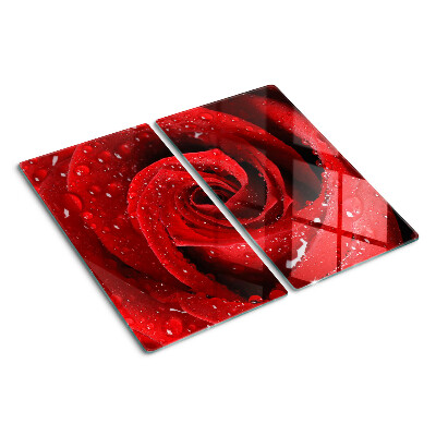 Tabla para cortar Rosa roja con gotas de agua