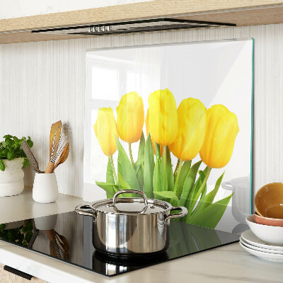 Tabla para cortar Tulipanes amarillos sobre fondo verde