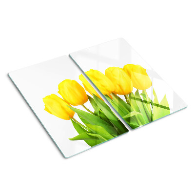 Tabla para cortar Tulipanes amarillos sobre fondo verde