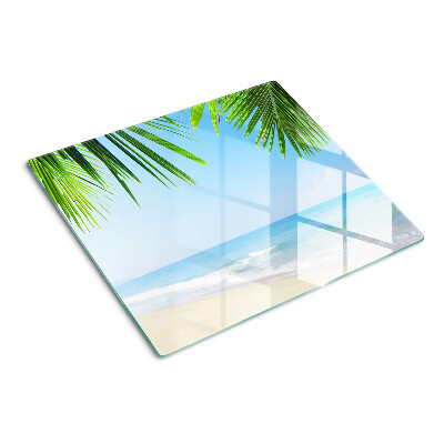 Tabla de cortar de cristal Playa tropical con palmeras