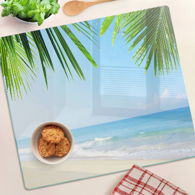 Tabla de cortar de cristal Playa tropical con palmeras