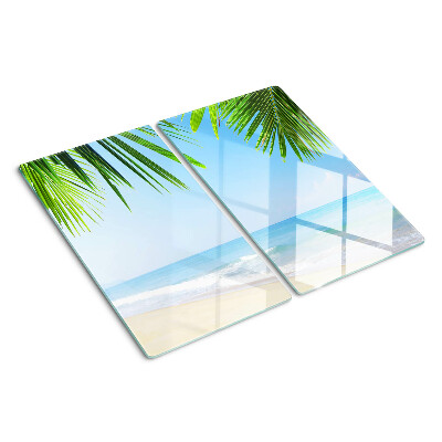 Tabla de cortar de cristal Playa tropical con palmeras