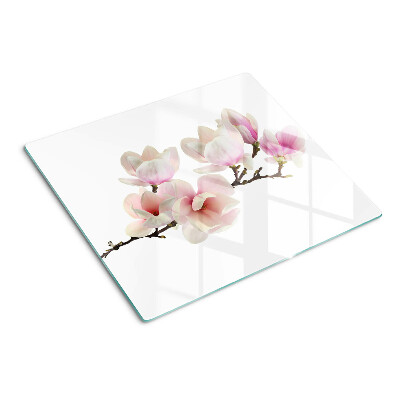 Tabla de cortar de cristal Flores de magnolia en una rama
