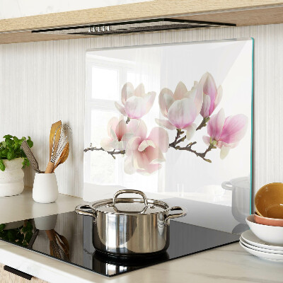 Tabla de cortar de cristal Flores de magnolia en una rama