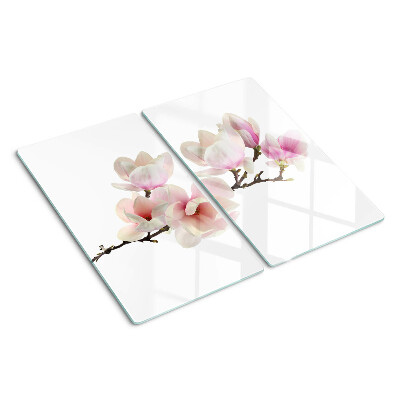 Tabla de cortar de cristal Flores de magnolia en una rama