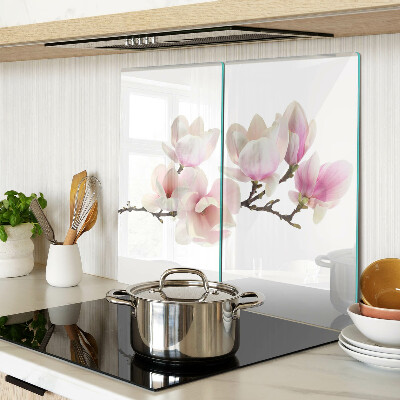 Tabla de cortar de cristal Flores de magnolia en una rama