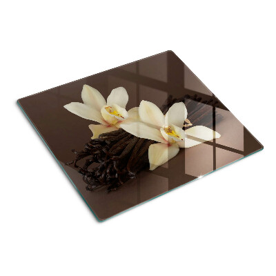Tabla de cortar de cristal Orquídeas y vainas de vainilla