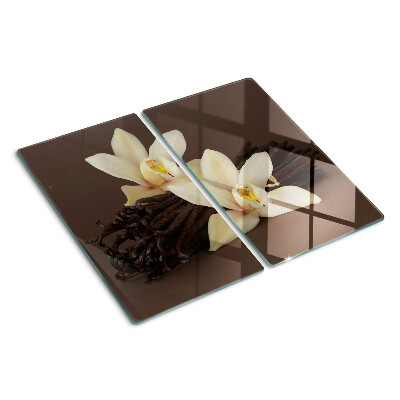 Tabla de cortar de cristal Orquídeas y vainas de vainilla
