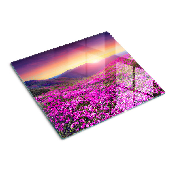 Tabla para cortar Paisaje de flores al atardecer