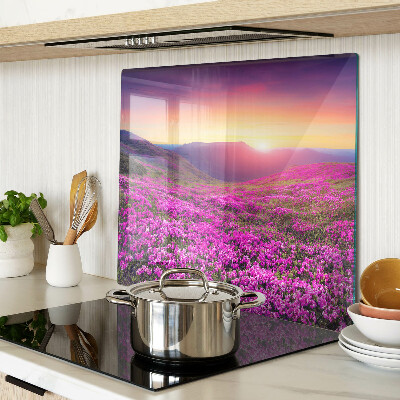Tabla para cortar Paisaje de flores al atardecer