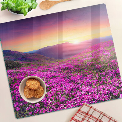 Tabla para cortar Paisaje de flores al atardecer