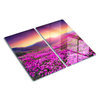 Tabla para cortar Paisaje de flores al atardecer