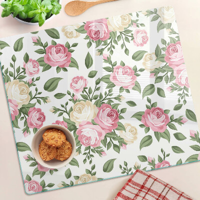 Tabla de cortar de cristal Patrón floral de rosas