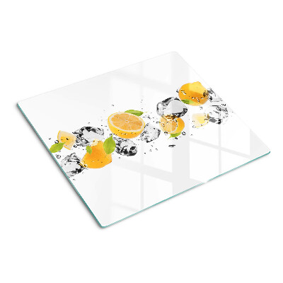 Tabla de cortar de cristal Limones con hielo