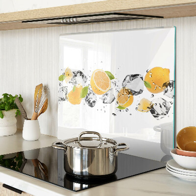Tabla de cortar de cristal Limones con hielo