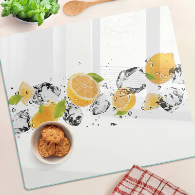 Tabla de cortar de cristal Limones con hielo