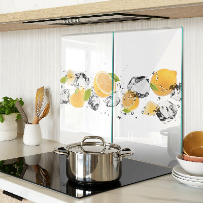 Tabla de cortar de cristal Limones con hielo