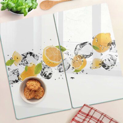 Tabla de cortar de cristal Limones con hielo