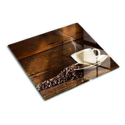 Tabla de cortar de cristal Café y una taza